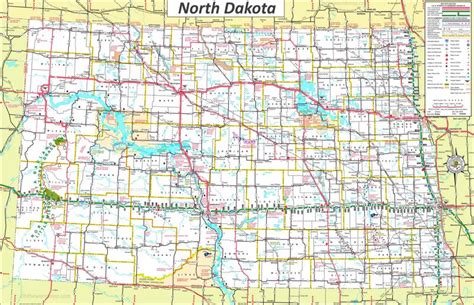 Large Detailed Tourist Map of North Dakota With .